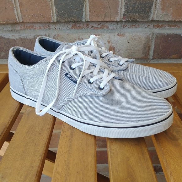 Vans Shoes - Vans Off The Wall Sneakers Women's Size 10 Lace Striped White Gray Black Shoes